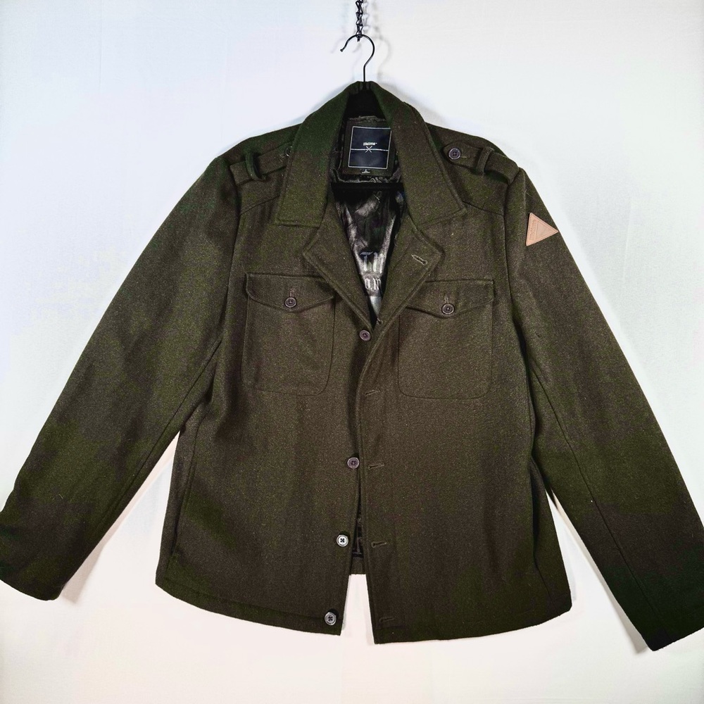 Lifetime Men's Green Wool Blend Military Jacket